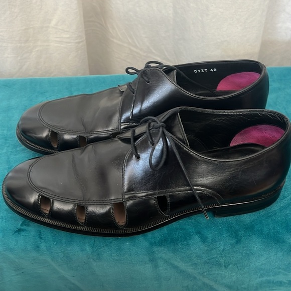 Paul Smith made in Italy Rowen Shoes Black Leather Cut Out Detail 40 - Picture 3 of 14